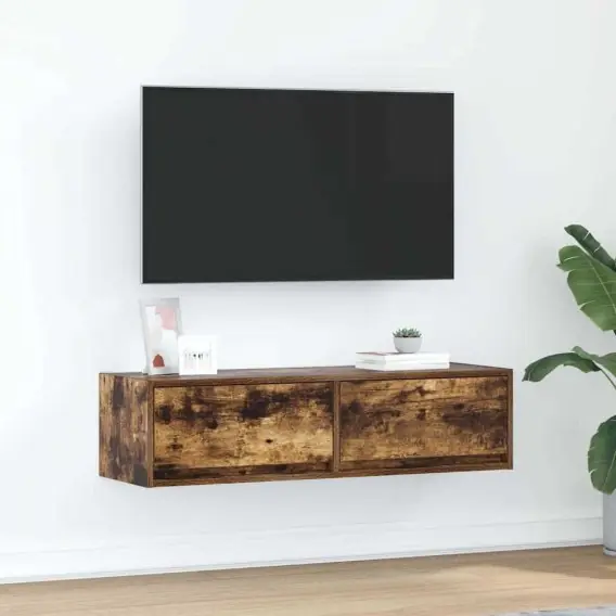Ostatnie sztuki Szafka TV Dąb Dymiony 100x31x25,5 cm Drewno inżynieryjne Lumarko! - Hurtownia wielobranżowa Lumarko