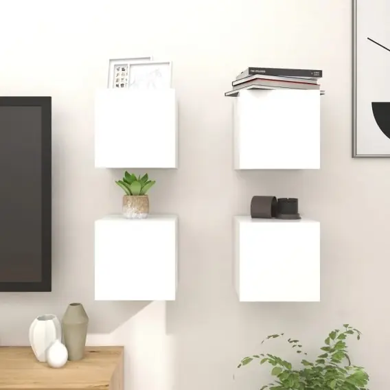 Wiszące szafki telewizyjne, 4 szt., białe, 30,5x30x30 cm Lumarko! - Hurtownia wielobranżowa Lumarko Do wyczerpania zapasów