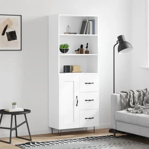 Witrynka, biała, 69,5x34x180 cm, materiał drewnopochodny Lumarko! - Hurtownia wielobranżowa Lumarko Super okazja