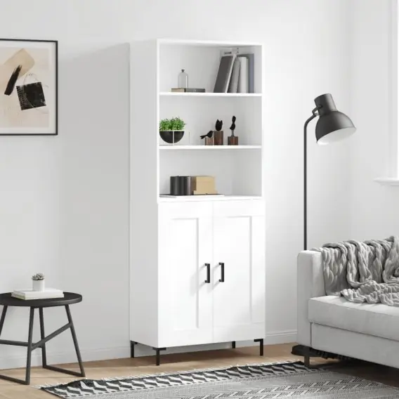 Darmowy zwrot Witrynka, biała, 69,5x34x180 cm, materiał drewnopochodny Lumarko! - Hurtownia wielobranżowa Lumarko