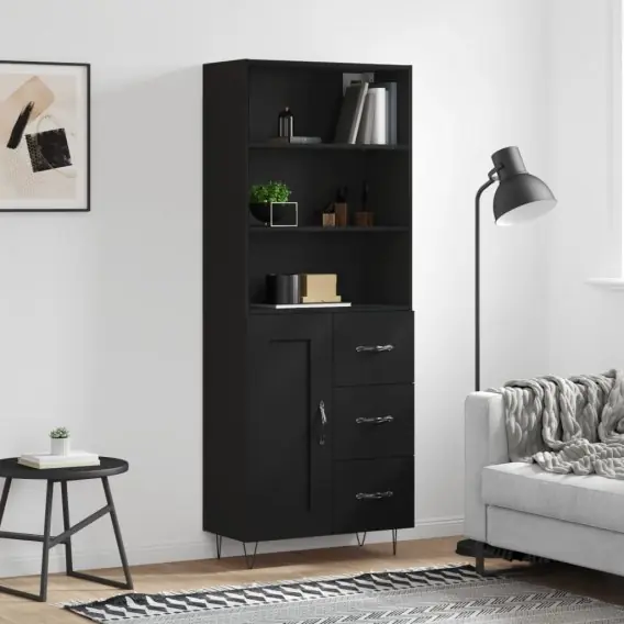 Witrynka, czarna, 69,5x34x180 cm, materiał drewnopochodny - Hurtownia wielobranżowa Lumarko Oferta czasowa
