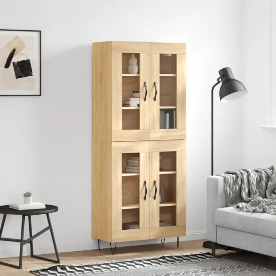 Witrynka, dąb sonoma, 69,5x34x180 cm, materiał drewnopochodny Lumarko! - Hurtownia wielobranżowa Lumarko Popularny