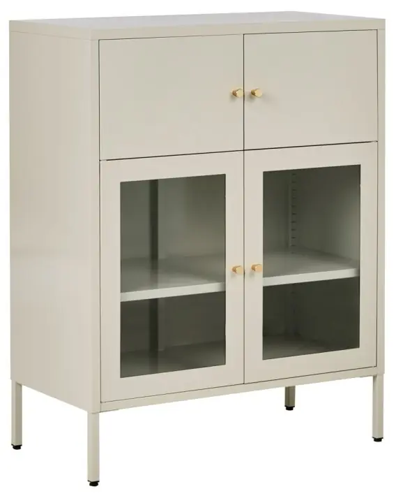 Premium Witryna ze szklaną gablotą ESHOLT 80 cm Jasnobeżowy Żelazo Szkło Lumarko