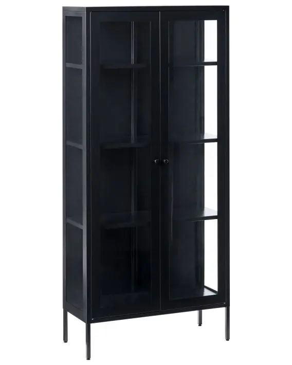 Ekspresowa dostawa Witryna ze szklaną gablotą HARTY Metal 80 cm Czarny - Hurtownia wielobranżowa Lumarko