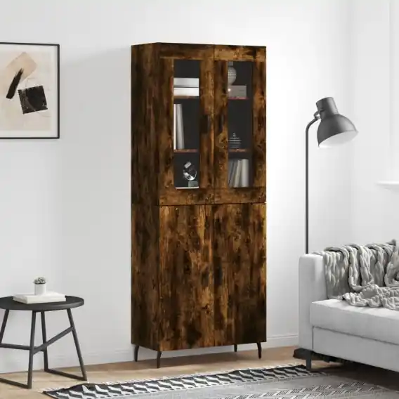 Sprawdź teraz Witrynka przydymiony dąb 69,5x34x180 cm materiał drewnopochodny Lumarko! - Hurtownia wielobranżowa Lumarko