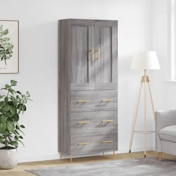 Bezpieczna płatność Witrynka szary dąb sonoma 69,5x34x180cm materiał drewnopochodny Lumarko! - Hurtownia wielobranżowa Lumarko