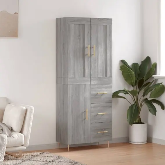 Nie przegap Witrynka szary dąb sonoma 69,5x34x180cm materiał drewnopochodny Lumarko! - Hurtownia wielobranżowa Lumarko