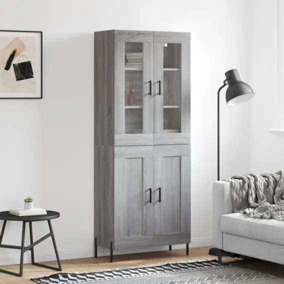 Nie przegap Witrynka szary dąb sonoma 69,5x34x180cm materiał drewnopochodny Lumarko! - Hurtownia wielobranżowa Lumarko