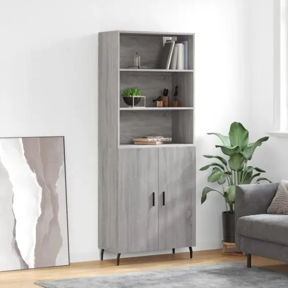Witrynka szary dąb sonoma 69,5x34x180cm materiał drewnopochodny Lumarko! - Hurtownia wielobranżowa Lumarko Darmowy zwrot