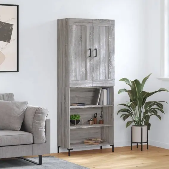 Bezpieczna płatność Witrynka szary dąb sonoma 69,5x34x180cm materiał drewnopochodny Lumarko! - Hurtownia wielobranżowa Lumarko
