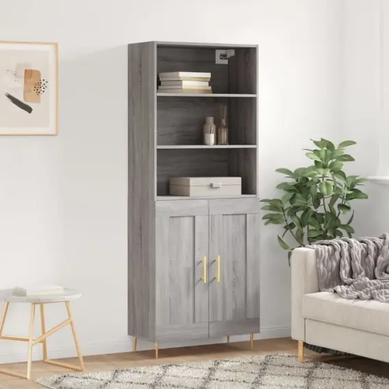 Witrynka szary dąb sonoma 69,5x34x180cm materiał drewnopochodny Lumarko! - Hurtownia wielobranżowa Lumarko Tylko dziś