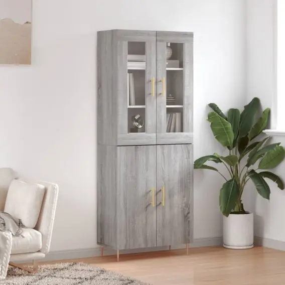 Wyprzedaż Witrynka szary dąb sonoma 69,5x34x180cm materiał drewnopochodny Lumarko! - Hurtownia wielobranżowa Lumarko