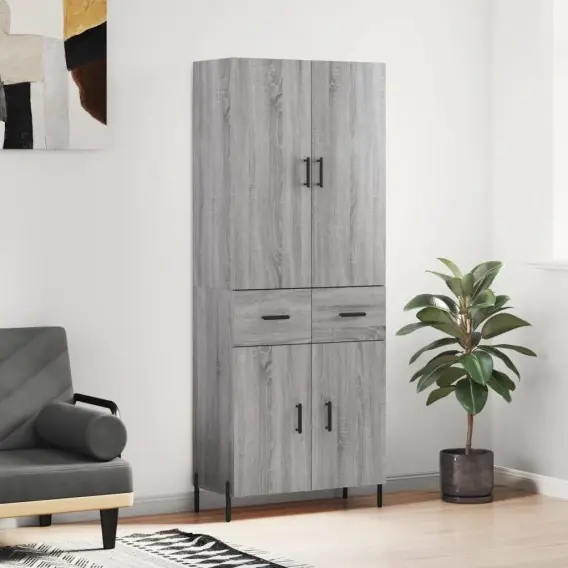 Szybka dostawa Witrynka szary dąb sonoma 69,5x34x180cm materiał drewnopochodny Lumarko! - Hurtownia wielobranżowa Lumarko