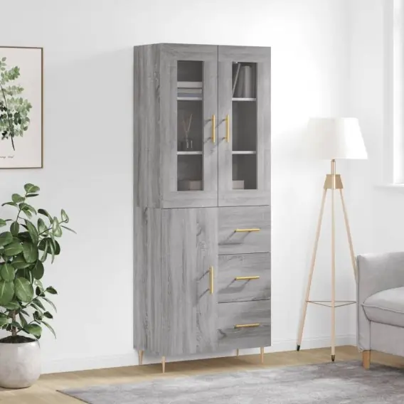 Nowy Witrynka szary dąb sonoma 69,5x34x180cm materiał drewnopochodny Lumarko! Lumarko! - Hurtownia wielobranżowa Lumarko