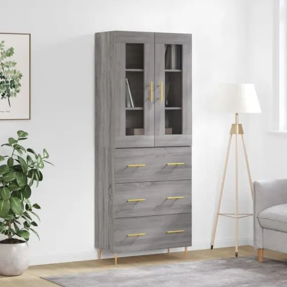 Witrynka szary dąb sonoma 69,5x34x180cm materiał drewnopochodny Lumarko! Lumarko! - Hurtownia wielobranżowa Lumarko Darmowy zwrot