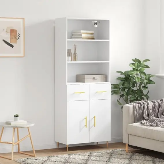 Wysoka jakość Witrynka, biała, 69,5x34x180 cm, materiał drewnopochodny Lumarko! - Hurtownia wielobranżowa Lumarko