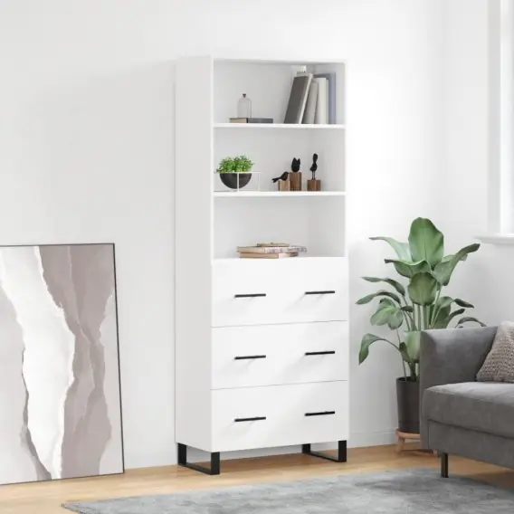 Witrynka, biała, 69,5x34x180 cm, materiał drewnopochodny Lumarko! - Hurtownia wielobranżowa Lumarko Do wyczerpania zapasów