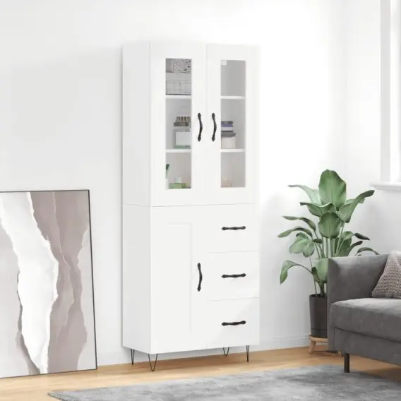 Witrynka, biała, 69,5x34x180 cm, materiał drewnopochodny Lumarko! - Hurtownia wielobranżowa Lumarko Premium