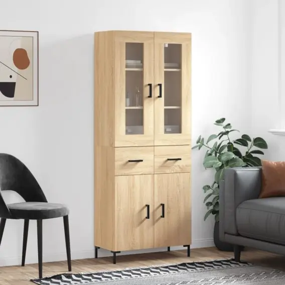 Nie przegap Witrynka, dąb sonoma, 69,5x34x180 cm, materiał drewnopochodny Lumarko! - Hurtownia wielobranżowa Lumarko