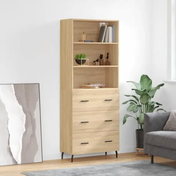 Bezpieczna płatność Witrynka, dąb sonoma, 69,5x34x180 cm, materiał drewnopochodny Lumarko! - Hurtownia wielobranżowa Lumarko