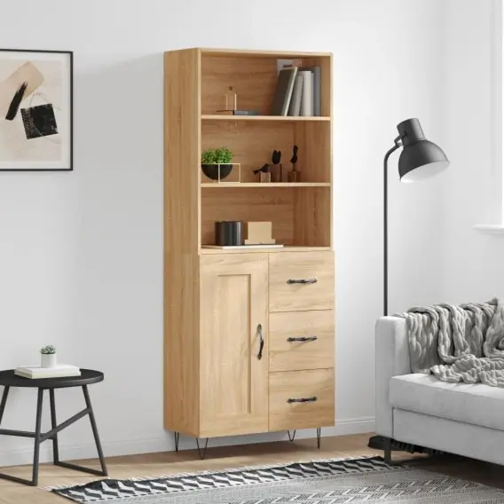 Rabat Witrynka, dąb sonoma, 69,5x34x180 cm, materiał drewnopochodny Lumarko! - Hurtownia wielobranżowa Lumarko
