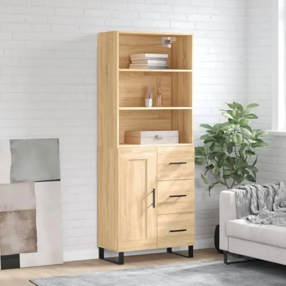Witrynka, dąb sonoma, 69,5x34x180 cm, materiał drewnopochodny Lumarko! - Hurtownia wielobranżowa Lumarko Premium