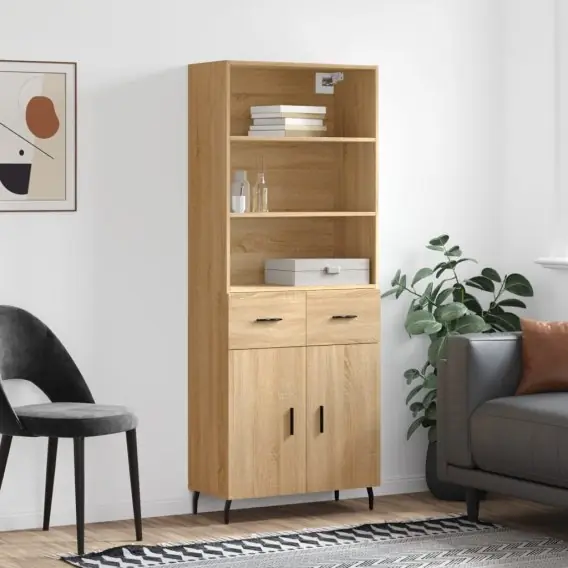 Bezpieczna płatność Witrynka, dąb sonoma, 69,5x34x180 cm, materiał drewnopochodny Lumarko! - Hurtownia wielobranżowa Lumarko