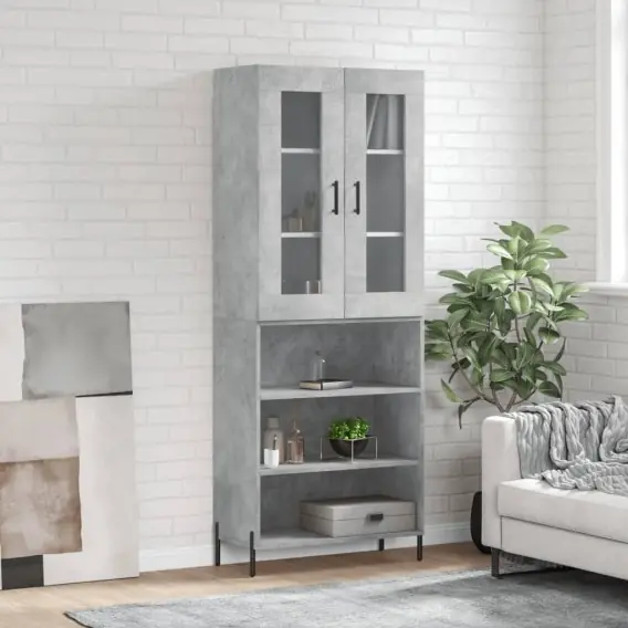 Dodaj do koszyka Witrynka, szarość betonu 69,5x34x180 cm materiał drewnopochodny Lumarko! - Hurtownia wielobranżowa Lumarko
