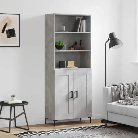 Witrynka, szarość betonu 69,5x34x180 cm materiał drewnopochodny Lumarko! - Hurtownia wielobranżowa Lumarko Szybka dostawa
