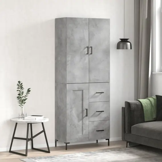 Bezpieczna płatność Witrynka, szarość betonu 69,5x34x180 cm materiał drewnopochodny Lumarko! - Hurtownia wielobranżowa Lumarko