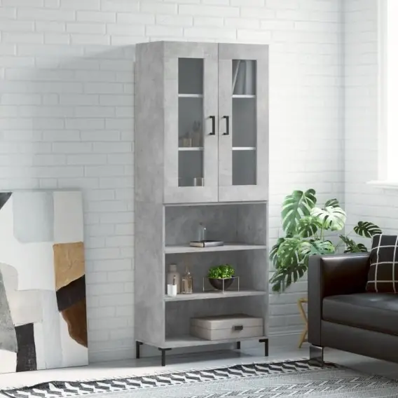 Taniej Witrynka, szarość betonu 69,5x34x180 cm materiał drewnopochodny Lumarko! - Hurtownia wielobranżowa Lumarko
