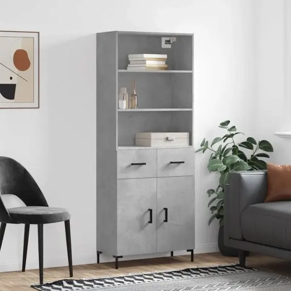 Witrynka, szarość betonu 69,5x34x180 cm materiał drewnopochodny Lumarko! - Hurtownia wielobranżowa Lumarko Obniżka ceny