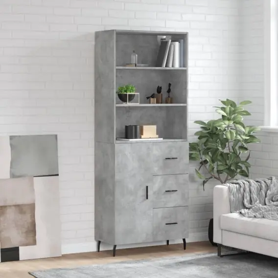 Kup online Witrynka, szarość betonu 69,5x34x180 cm materiał drewnopochodny Lumarko! - Hurtownia wielobranżowa Lumarko