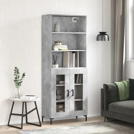Witrynka, szarość betonu 69,5x34x180 cm materiał drewnopochodny Lumarko! - Hurtownia wielobranżowa Lumarko Nowy