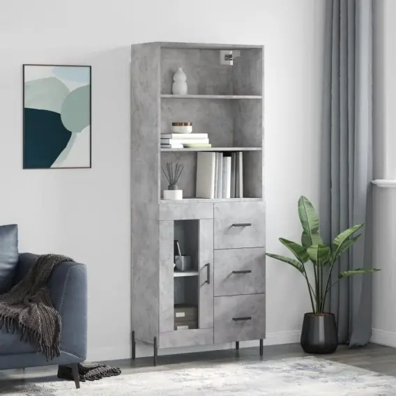 Witrynka, szarość betonu 69,5x34x180 cm materiał drewnopochodny Lumarko! - Hurtownia wielobranżowa Lumarko Tylko dziś