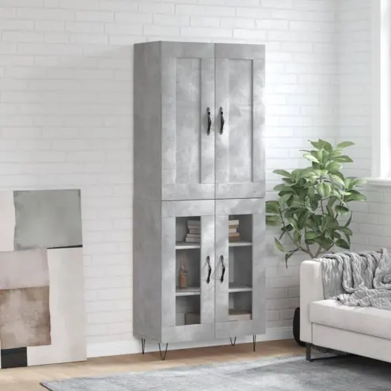 Witrynka, szarość betonu 69,5x34x180 cm materiał drewnopochodny Lumarko! - Hurtownia wielobranżowa Lumarko Super okazja
