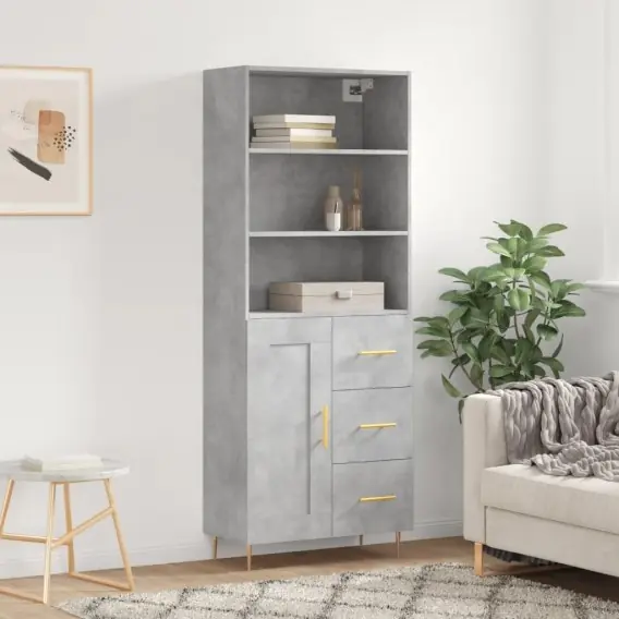 Witrynka, szarość betonu 69,5x34x180 cm materiał drewnopochodny Lumarko! - Hurtownia wielobranżowa Lumarko Dodaj do koszyka