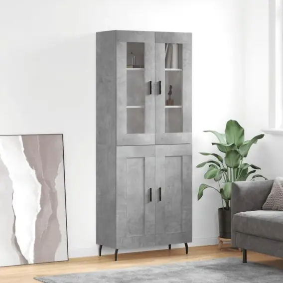 Witrynka, szarość betonu 69,5x34x180 cm materiał drewnopochodny Lumarko! - Hurtownia wielobranżowa Lumarko Ograniczona ilość