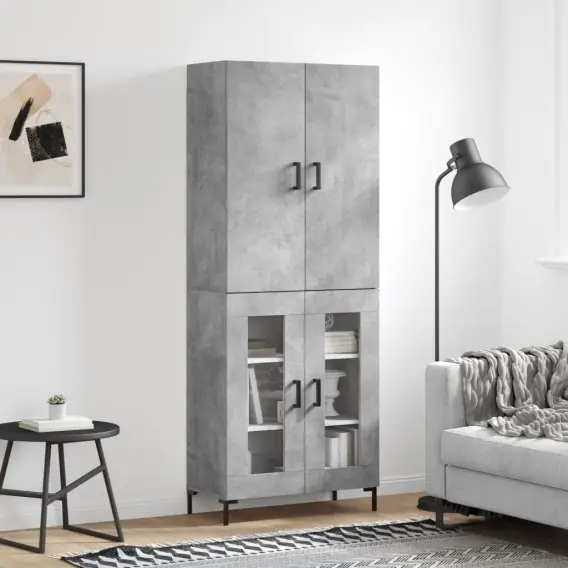 Witrynka, szarość betonu 69,5x34x180 cm materiał drewnopochodny Lumarko! - Hurtownia wielobranżowa Lumarko Niska cena