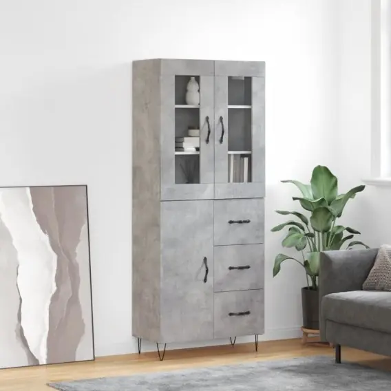 Witrynka, szarość betonu 69,5x34x180 cm materiał drewnopochodny Lumarko! - Hurtownia wielobranżowa Lumarko Wysoka jakość