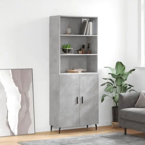 Najlepsza cena Witrynka, szarość betonu 69,5x34x180 cm materiał drewnopochodny Lumarko! - Hurtownia wielobranżowa Lumarko