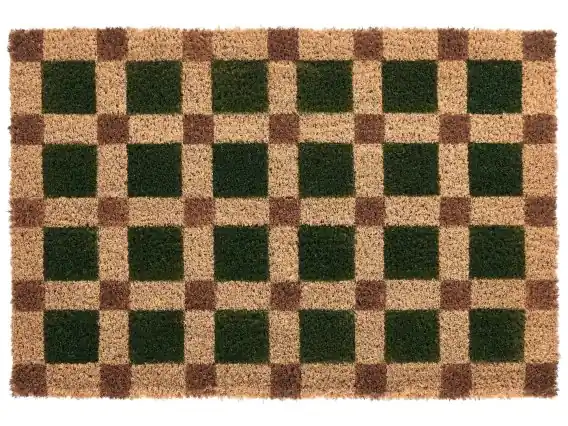 Wyprzedaż Wycieraczka VILLASIS Beżowy/ zielony 40 x 60 cm Włókno kokosowe - Hurtownia wielobranżowa Lumarko