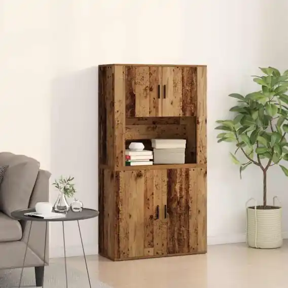 Wysoki schowek Stare Drewno 80x33x150 cm Drewno inżynieryjne Lumarko! - Hurtownia wielobranżowa Lumarko Cena promocyjna