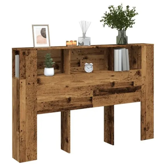 Zagłówek z półkami, stare drewno, 160x18,5x103,5 cm Lumarko! - Hurtownia wielobranżowa Lumarko Bezpieczne zakupy