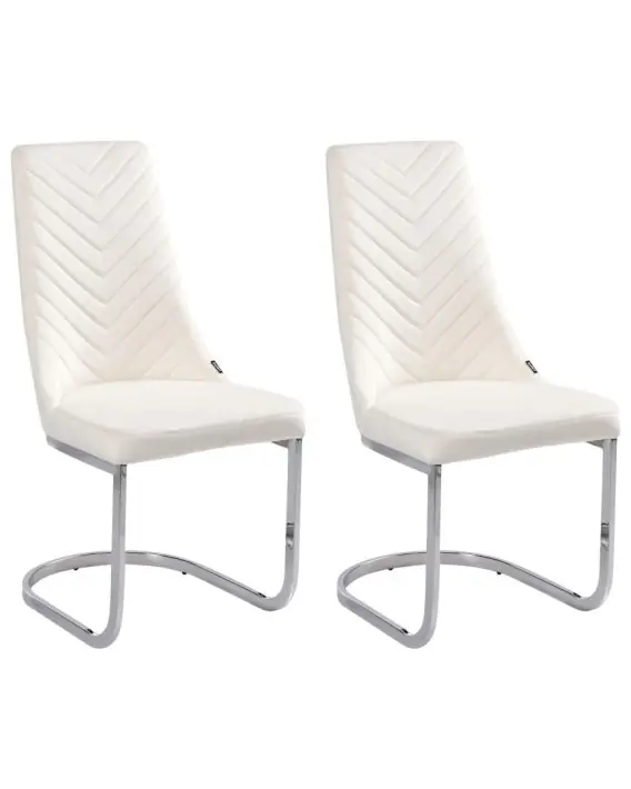 Oferta limitowana Zestaw 2 krzeseł do jadalni ALTOONA Welur Złamana biel - Hurtownia wielobranżowa Lumarko
