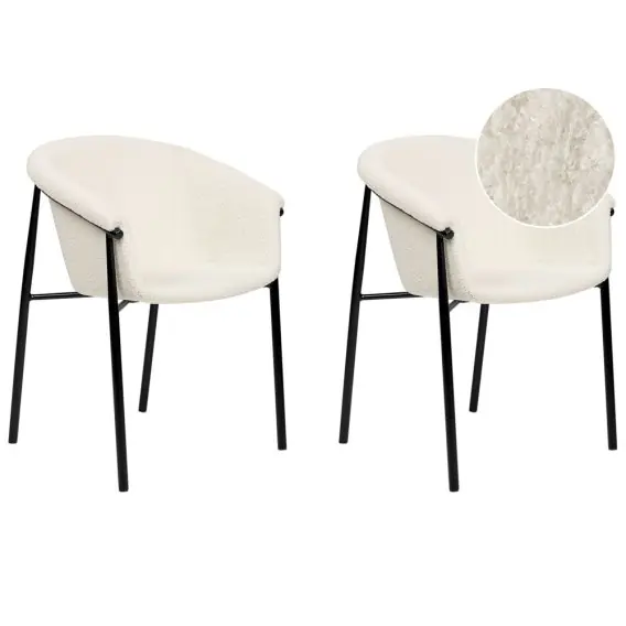 Oferta Zestaw 2 krzeseł do jadalni boucle biały AMES Lumarko