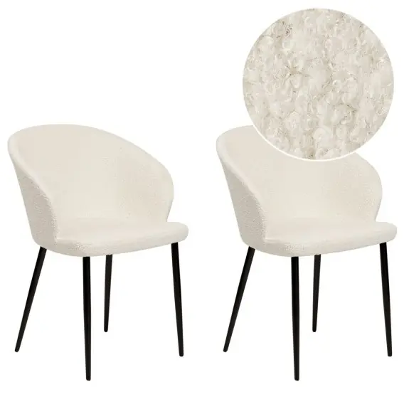 Oferta czasowa Zestaw 2 krzeseł do jadalni boucle biały MASON Lumarko