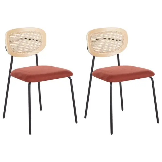 Set of 2 Dining Chairs MAYETTA Metal Orange Lumarko Cena promocyjna