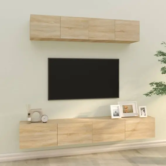 Ostatnie sztuki Zestaw 4 szafek telewizyjnych, dąb sonoma Lumarko! - Hurtownia wielobranżowa Lumarko