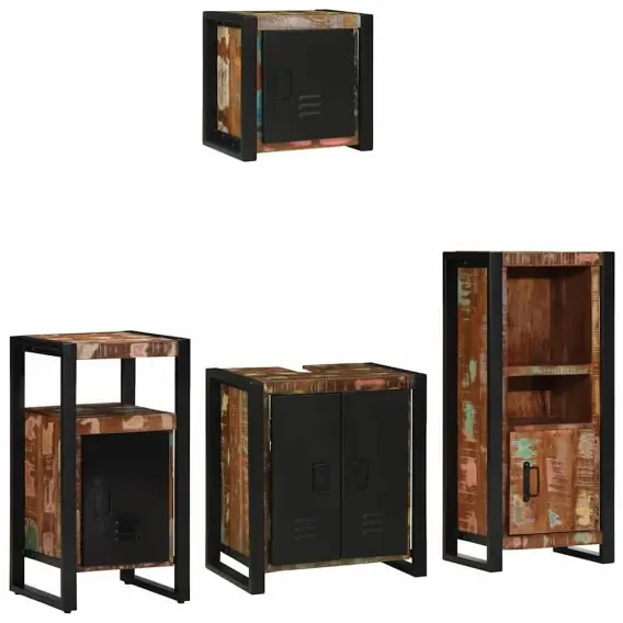 Dodaj do koszyka Zestaw mebli łazienkowych z półką 4 pcs Lite odzyskane drewno Lumarko! - Hurtownia wielobranżowa Lumarko